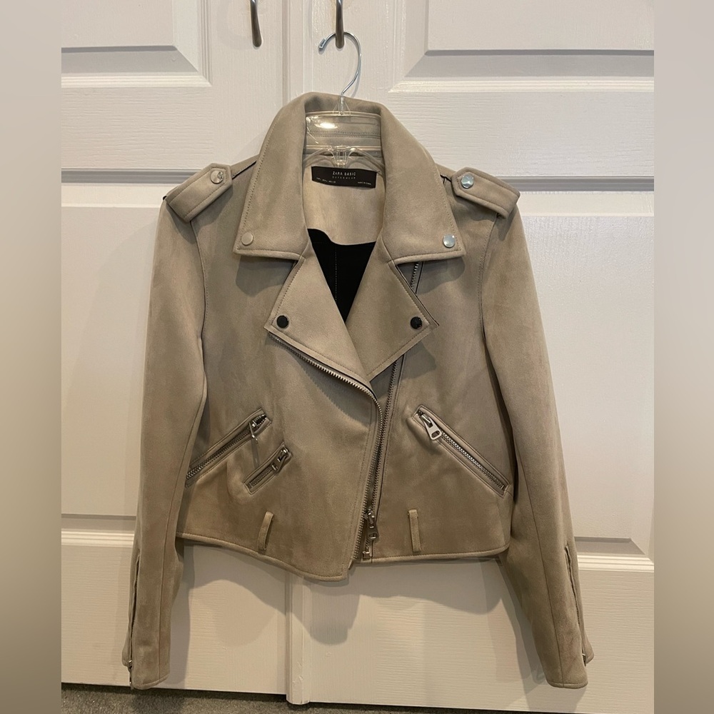 Beige Zara Moto Jacket
